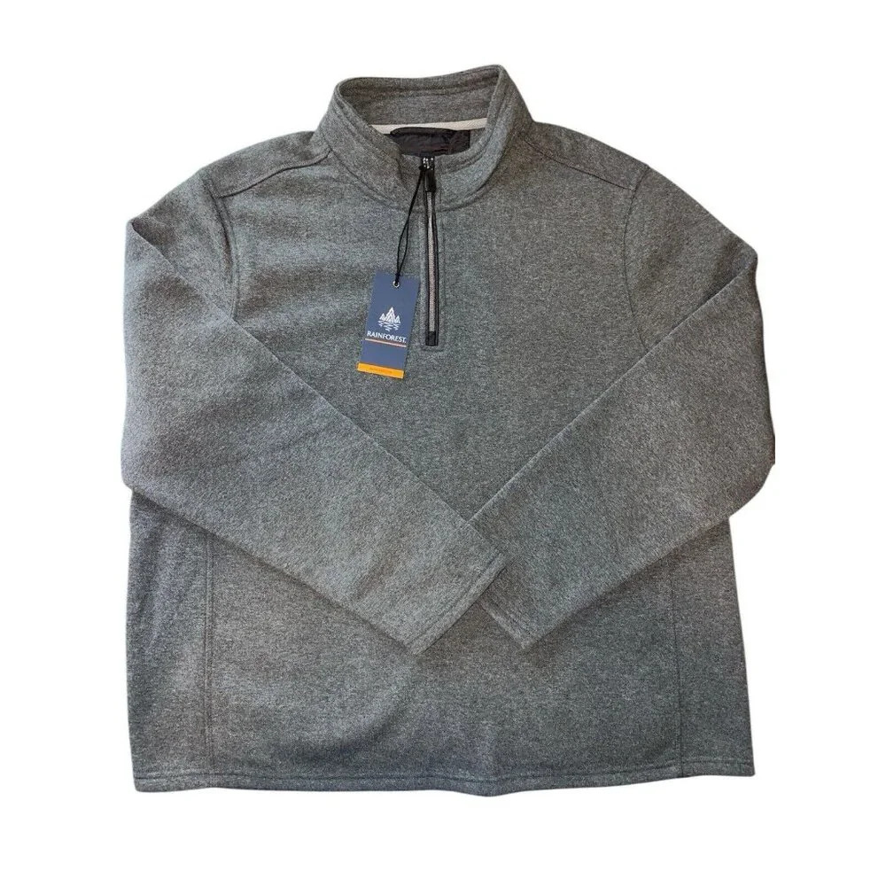 NWT Men’s RAINFOREST Gray Quarter Zip Sweatshirt Fleece Size XL - Picture 3 of 8